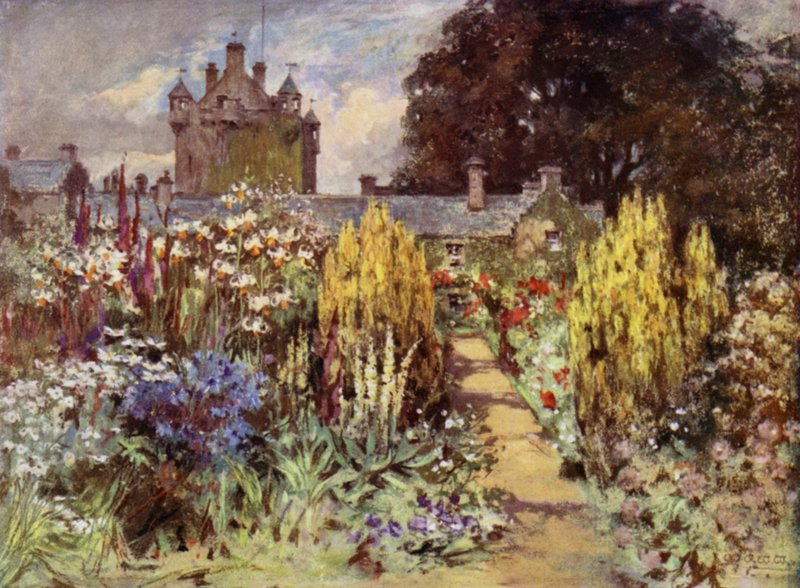 Skót kertek: Cawdor kastély (színes litho) alkotó: Mary Georgina Wade Wilson