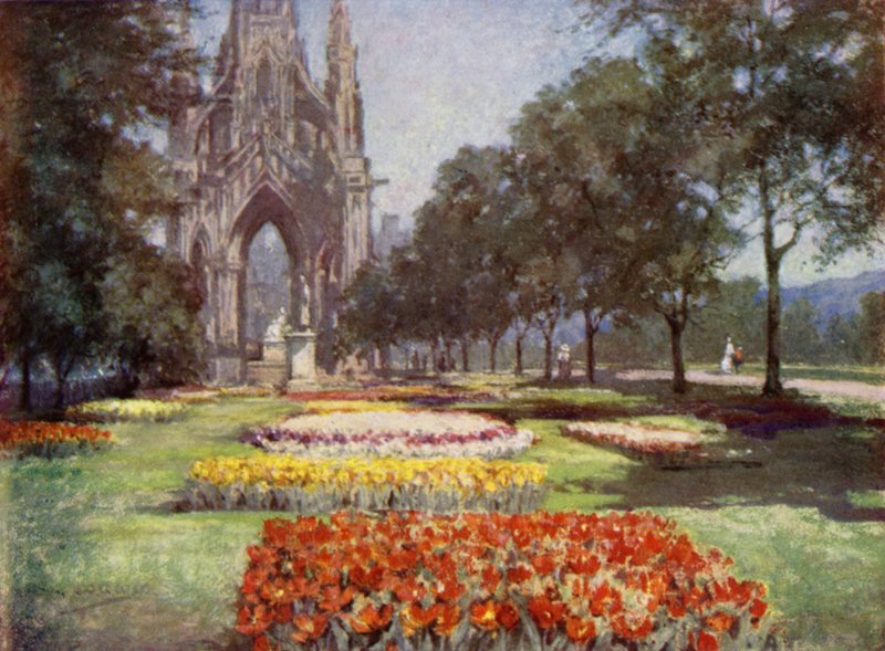 Scottish Gardens: Princes Street Gardens, Edinburgh (színes litho) alkotó: Mary Georgina Wade Wilson