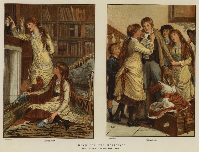 Otthon az ünnepekre (chromolitho) alkotó: Mary L. Gow