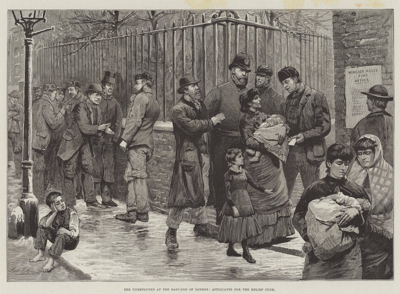 Munkanélküliek a londoni East-Endben, a segélyalap kérelmezői alkotó: Matthew Somerville Morgan