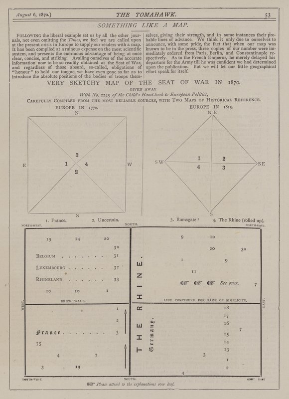 Nagyon vázlatos háborús térkép 1870-ben (színes litó) alkotó: Matthew