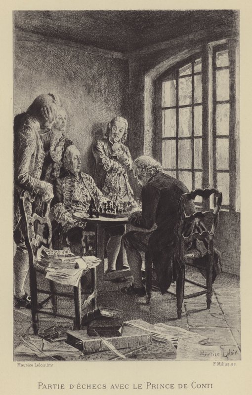Sakkjátszma Conti hercegével (mélynyomás) alkotó: Maurice Leloir