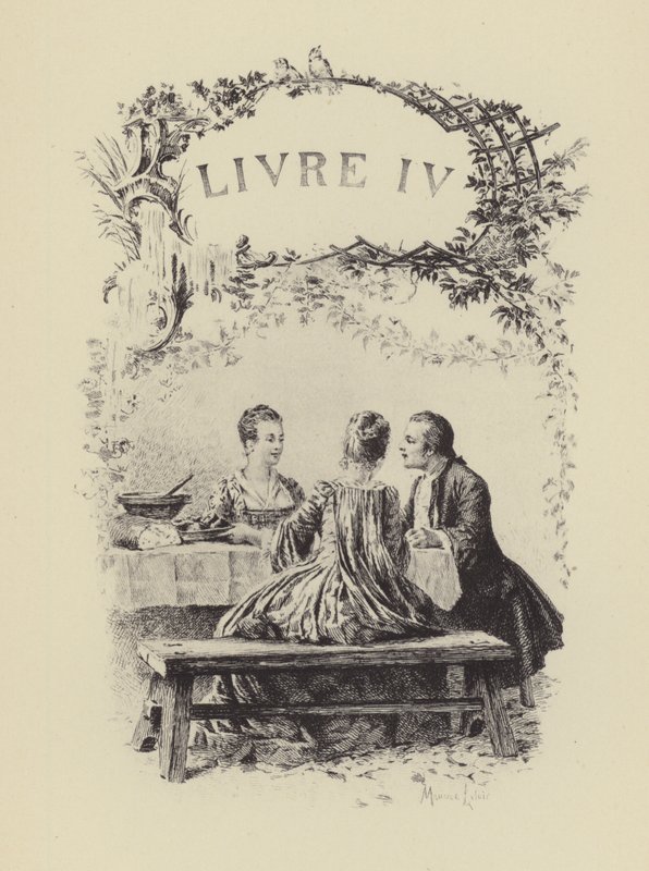 Illusztráció Jean-Jacques Rousseau vallomásai IV. könyvéhez (metszet) alkotó: Maurice Leloir