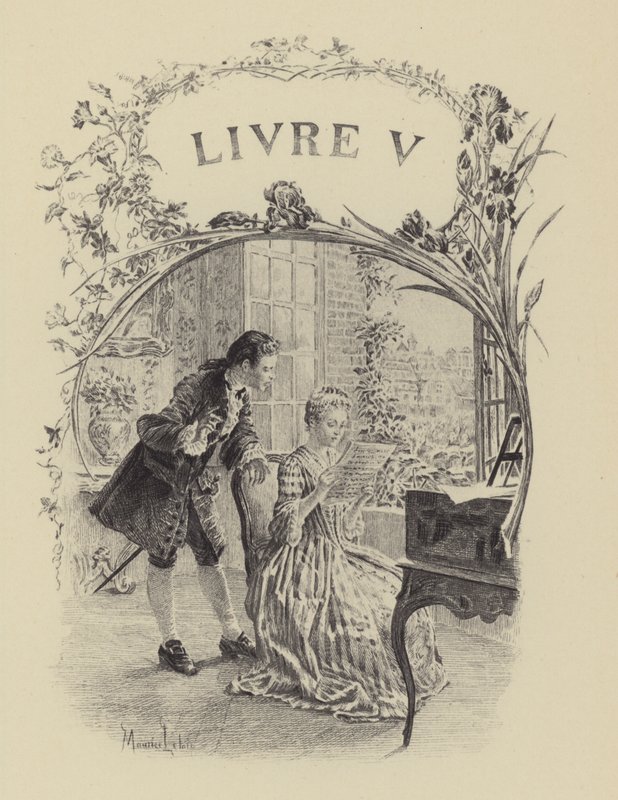 Illusztráció Jean-Jacques Rousseau vallomásai V. könyvéhez (metszet) alkotó: Maurice Leloir