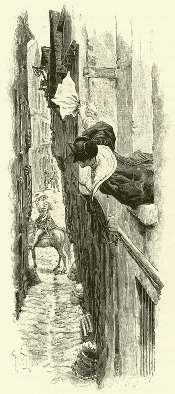 Illusztráció a három testőrhöz (metszet) alkotó: Maurice Leloir