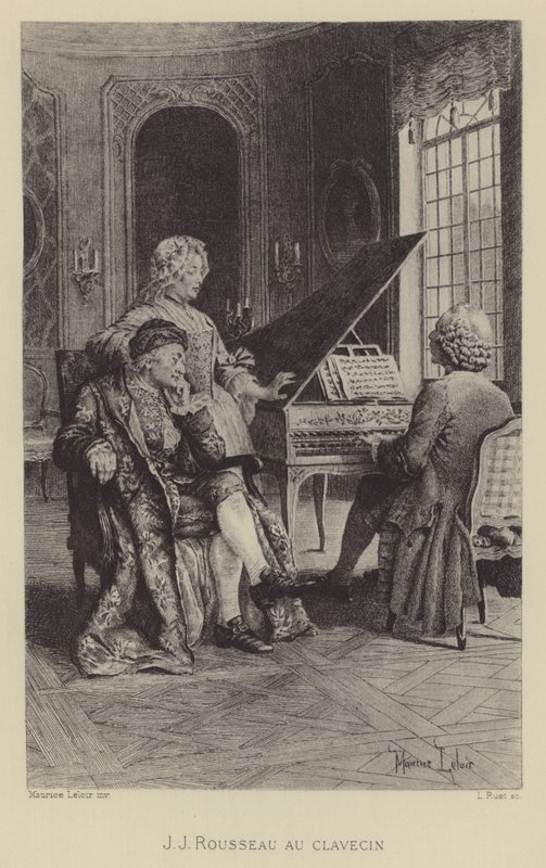 Jean-Jacques Rousseau csembalón (mélynyomás) alkotó: Maurice Leloir