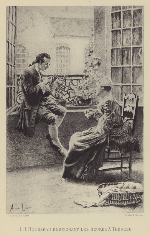 Jean-Jacques Rousseau órákat tanít Therese-nek (mélynyomás) alkotó: Maurice Leloir