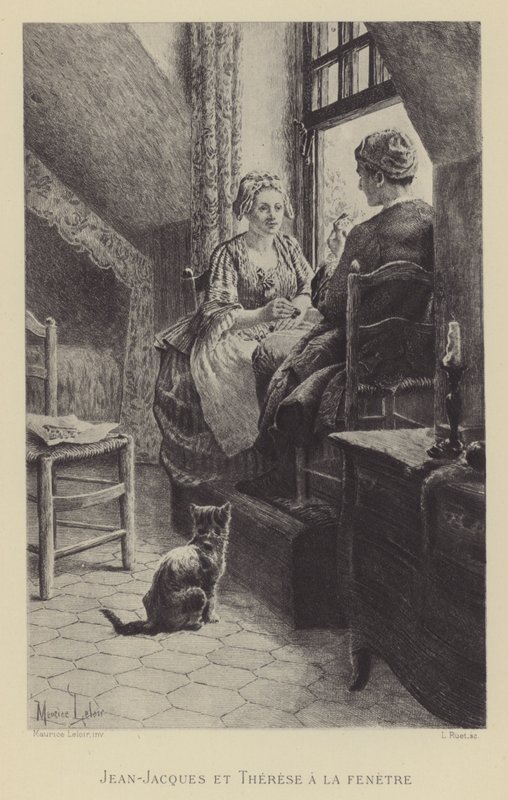 Jean-Jacques és Therese az ablaknál (mélynyomás) alkotó: Maurice Leloir