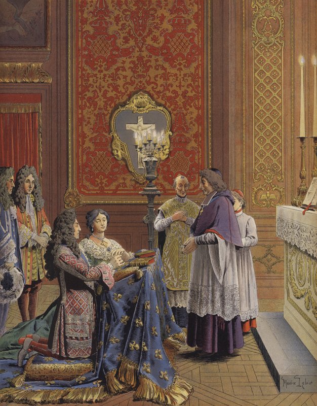 XIV. Lajos király és Madame de Maintenon házassága alkotó: Maurice Leloir