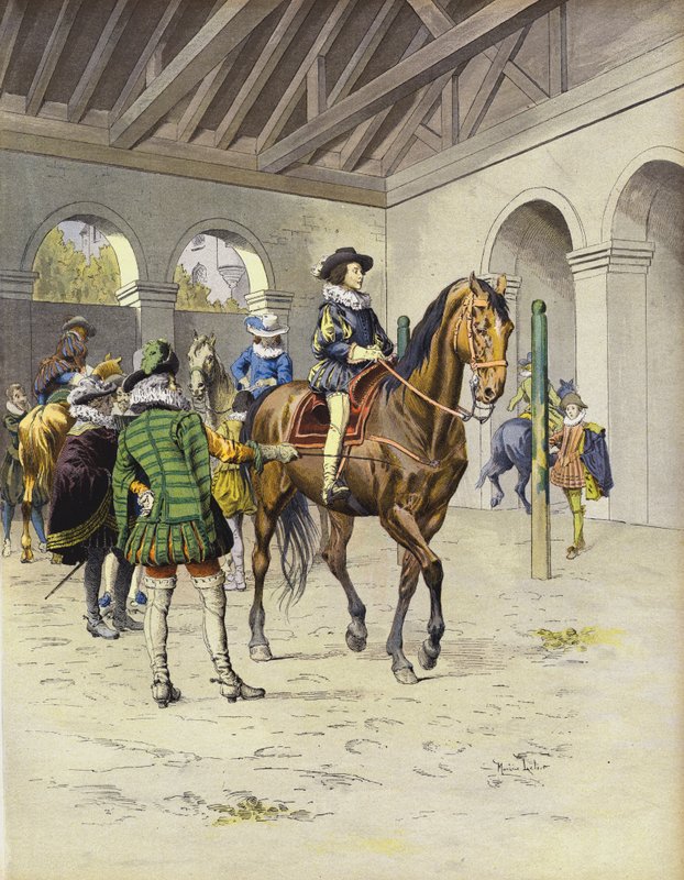 Richelieu lovagolni tanul a LAcademie De Pluvinelnél alkotó: Maurice Leloir
