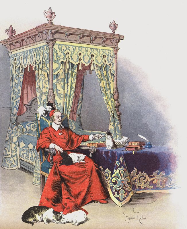 Richelieu a kedvenc macskáival játszik alkotó: Maurice Leloir