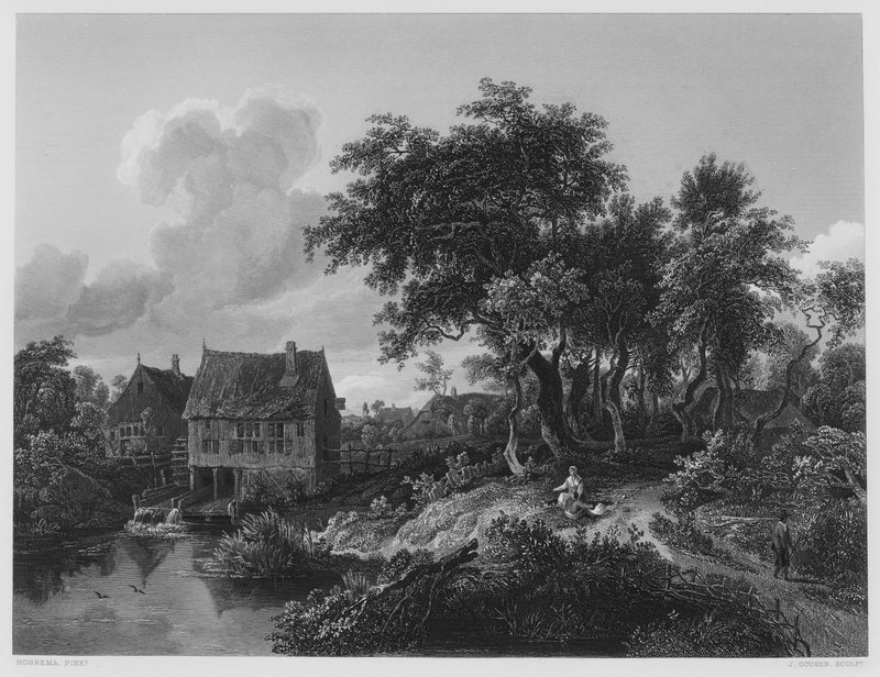 A régi malom, a képről a Királyi Gyűjteményben (metszet) alkotó: Meindert (after) Hobbema