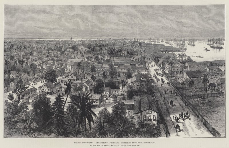 Across Two Oceans, Georgetown, Demerara, a világítótoronyból vázlatosan alkotó: Melton Prior