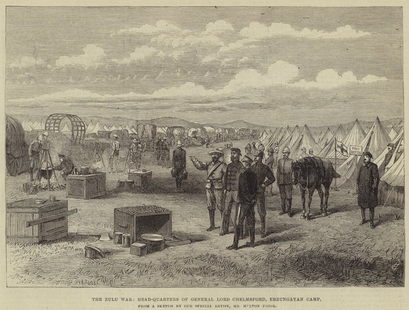 A zulu háború, Lord Chelmsford tábornok főhadiszállása, Erzungayan tábor alkotó: Melton Prior