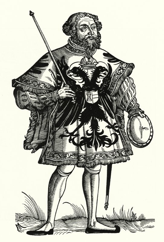Német birodalmi hírnök (metszet) alkotó: Michael Ostendorfer
