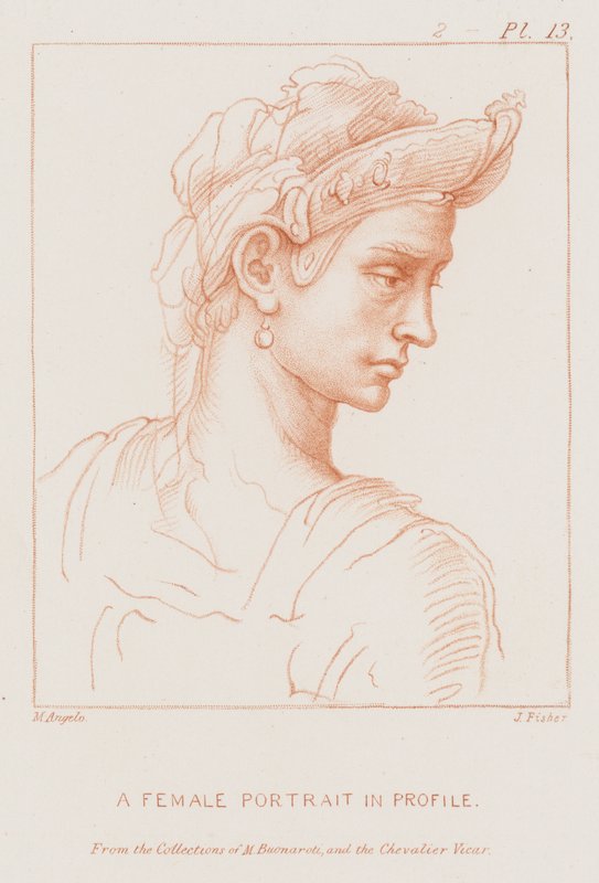 Egy női portré profilban alkotó: Michelangelo Buonarroti