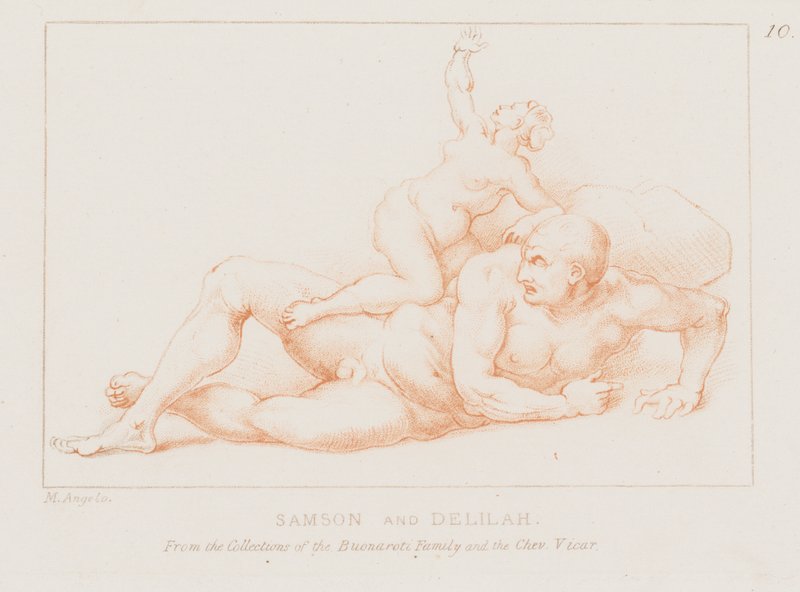 Sámson és Delila (rézkarc) alkotó: Michelangelo (after) Buonarroti
