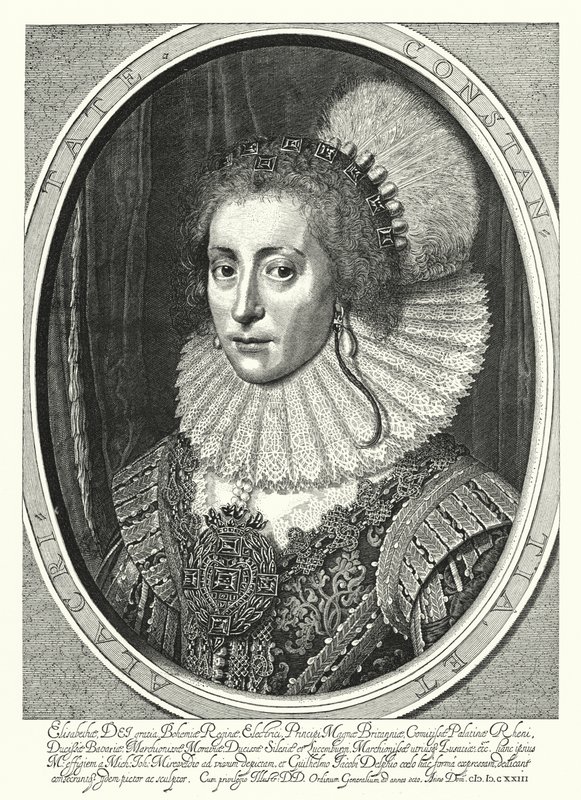 Erzsébet Stuart, Cseh királynője (metszet) alkotó: Michiel Jansz. van (after) Miereveld