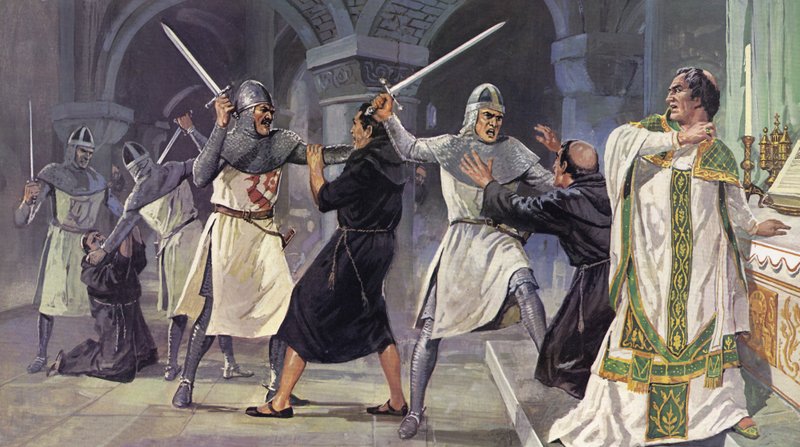 Thomas a Becket meggyilkolása (színes litográfia) alkotó: Mike (20th century) White