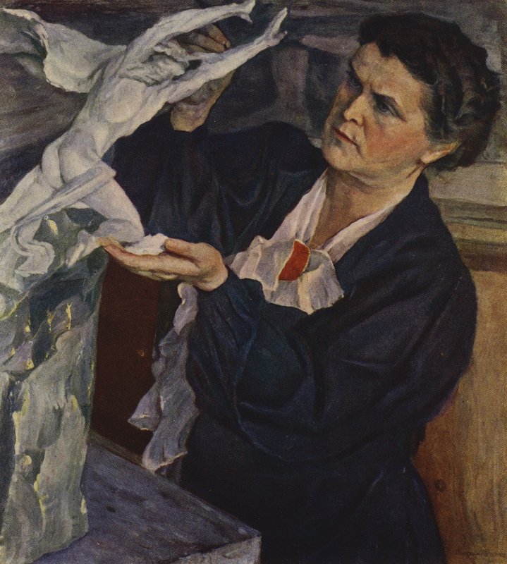 Szovjet szobrász portréja más arccal (színnel) alkotó: Mikhail Vasilievich Nesterov