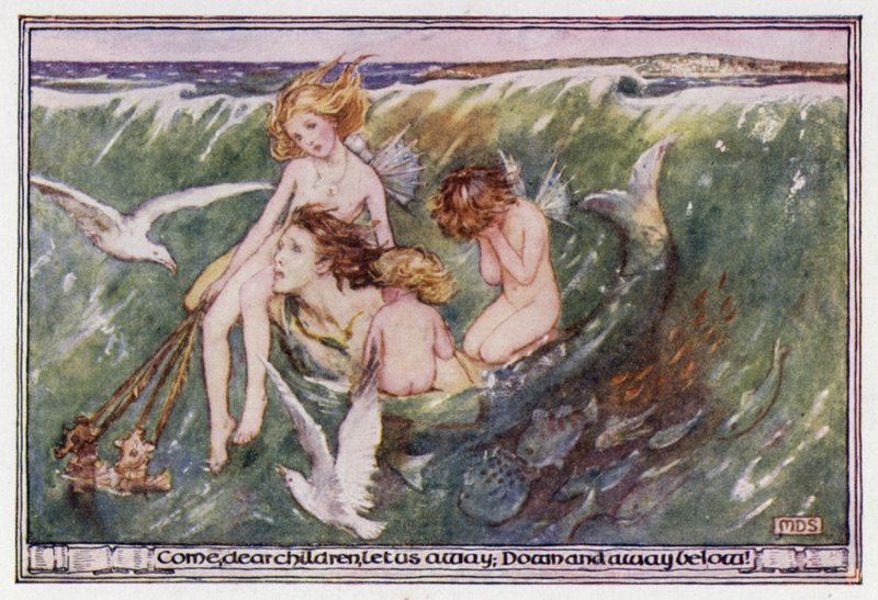 Az Elhagyott Merman. Matthew Arnold (színes litó) alkotó: Minnie Didbin Spooner