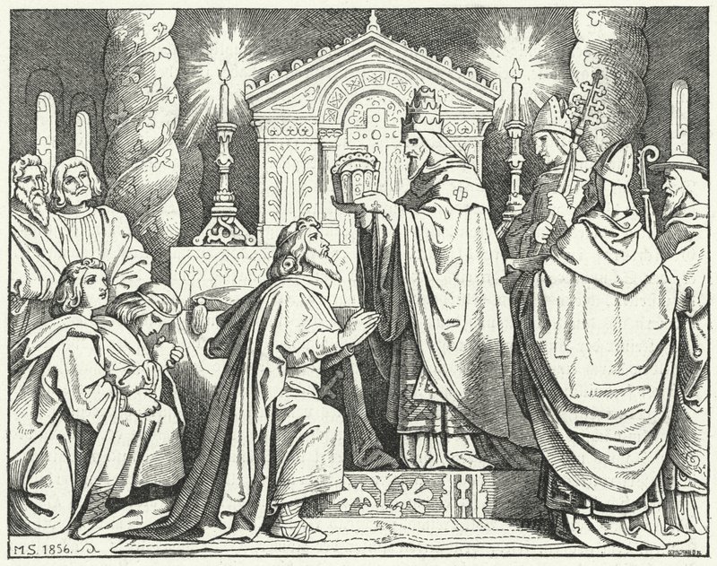 Nagy Károly koronázása római császárrá, 800 (metszet) alkotó: Moritz Ludwig von Schwind