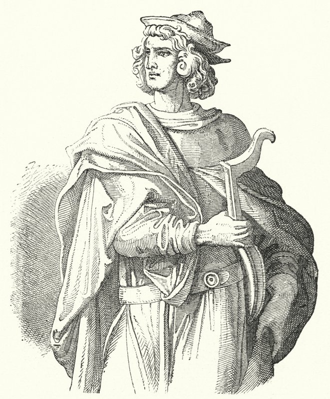 Walther von der Vogelweide középfelnémet lírai költő (metszet) alkotó: Moritz Ludwig von Schwind