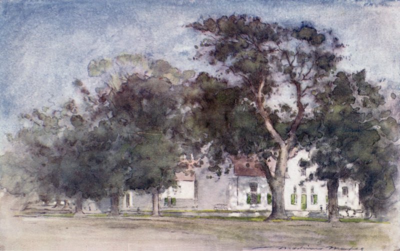 Holland parasztház Rhodes" Estates-en, Paarlban alkotó: Mortimer Ludington Menpes