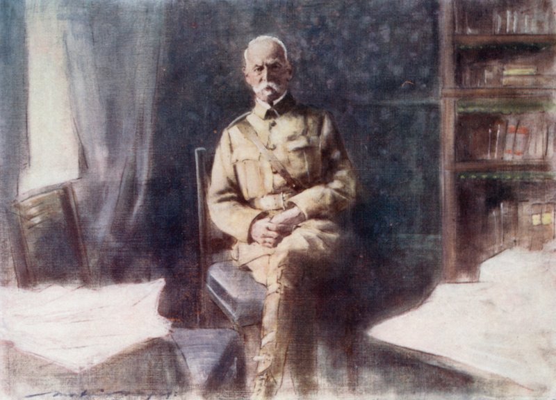 Lord Roberts dolgozószobájában, a Bloemfontein-i főhadiszálláson alkotó: Mortimer Ludington Menpes