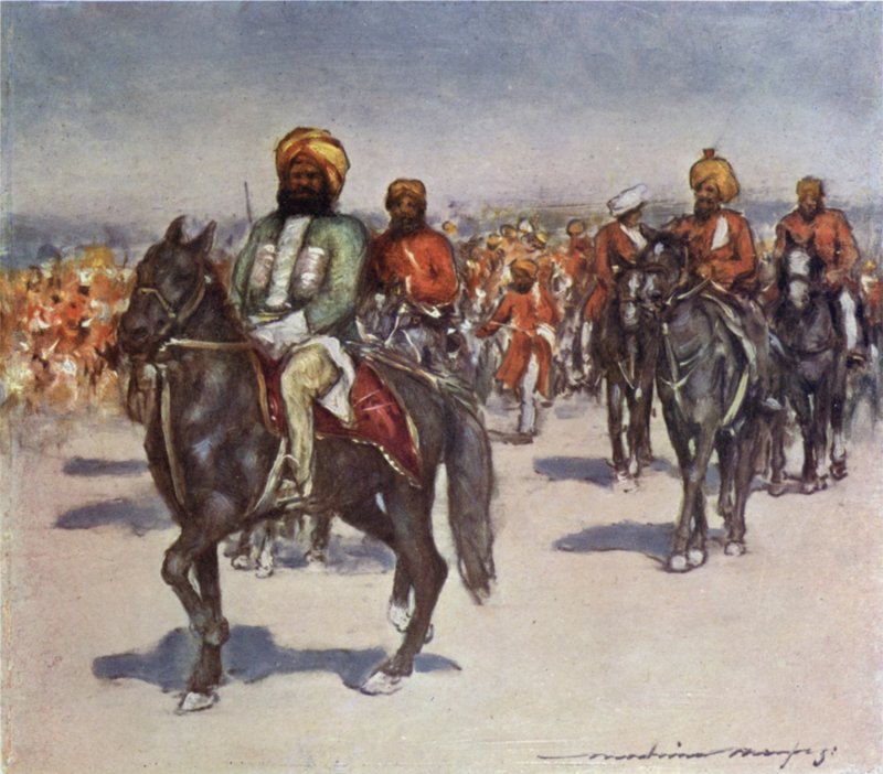 Native Horsemen in the Review of Native Retainers alkotó: Mortimer Ludington Menpes