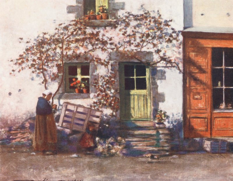 A Cottage in Rochefort-en-Terre (színes litho) alkotó: Mortimer Ludington Menpes