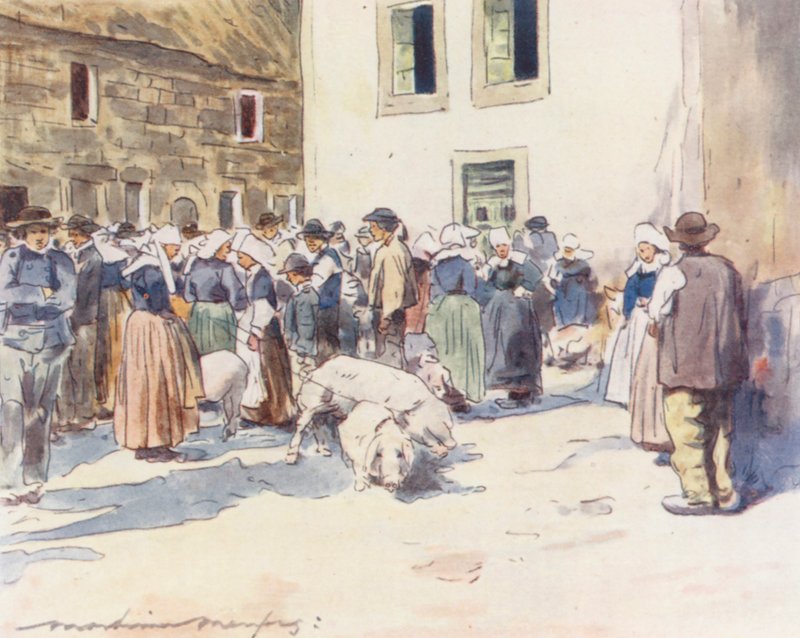 Disznópiac (színes litográfia) alkotó: Mortimer Ludington Menpes