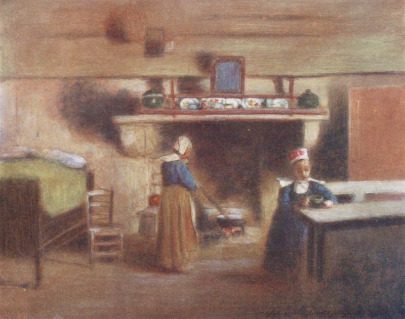 Magányos étkezés (színes litográfia) alkotó: Mortimer Ludington Menpes