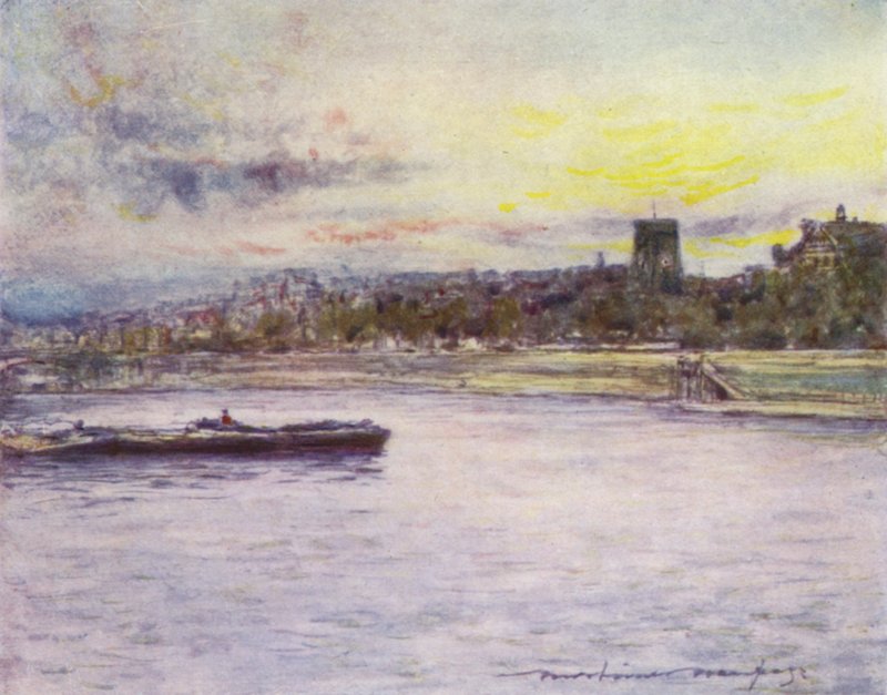 Chelsea Reach, a régi templommal alkotó: Mortimer Ludington Menpes