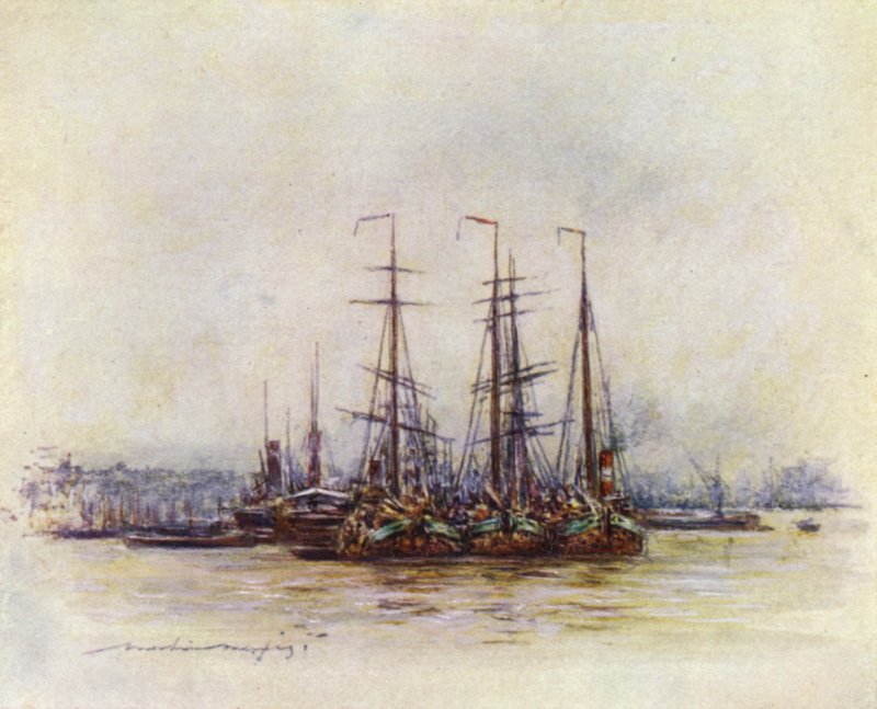 Holland bárkák a torony közelében alkotó: Mortimer Ludington Menpes