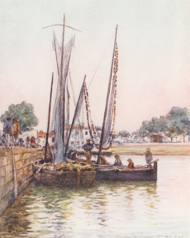 Halászhajók, Concarneau (színes litográfia) alkotó: Mortimer Ludington Menpes