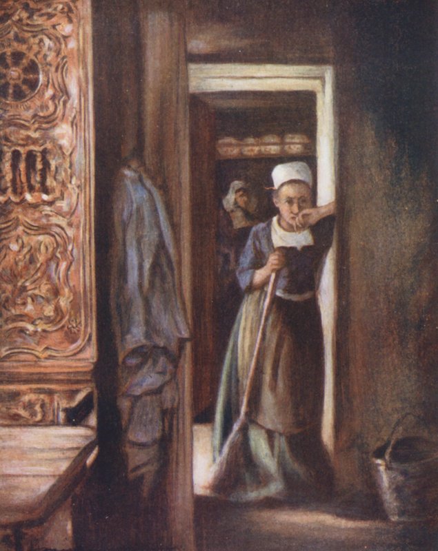 Háztartási feladatok (színes litográfia) alkotó: Mortimer Ludington Menpes