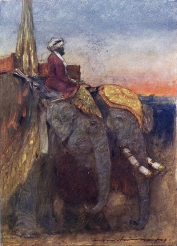 Jaipur Elephants (színes litó) alkotó: Mortimer Ludington Menpes