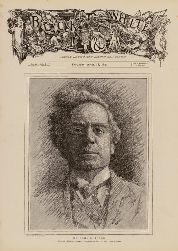 John Lawrence Toole, angol színész (metszet) alkotó: Mortimer Ludington Menpes