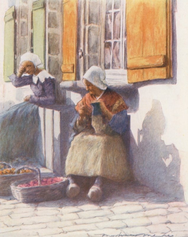 A Pont-Aven-i rakparton (színes litográfia) alkotó: Mortimer Ludington Menpes