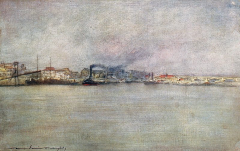 Gőzösök Charentonban alkotó: Mortimer Ludington Menpes