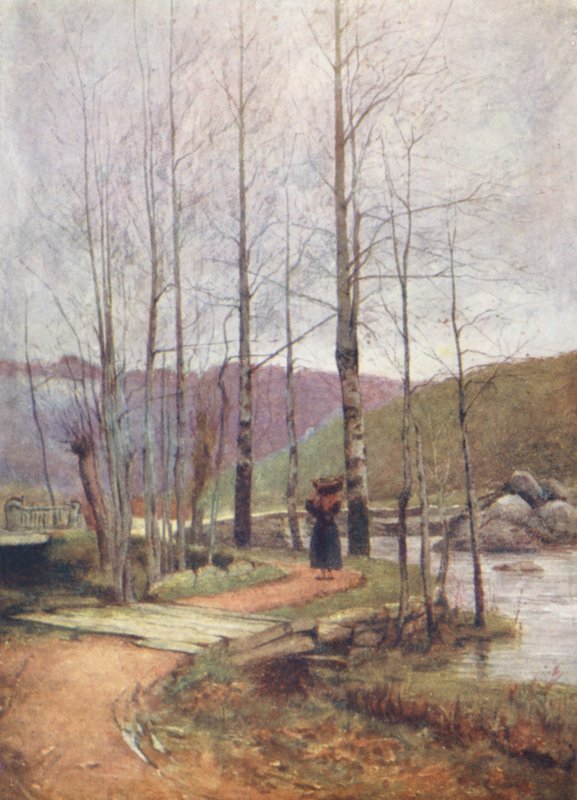 A híd, Pont-Aven (színes litográfia) alkotó: Mortimer Ludington Menpes
