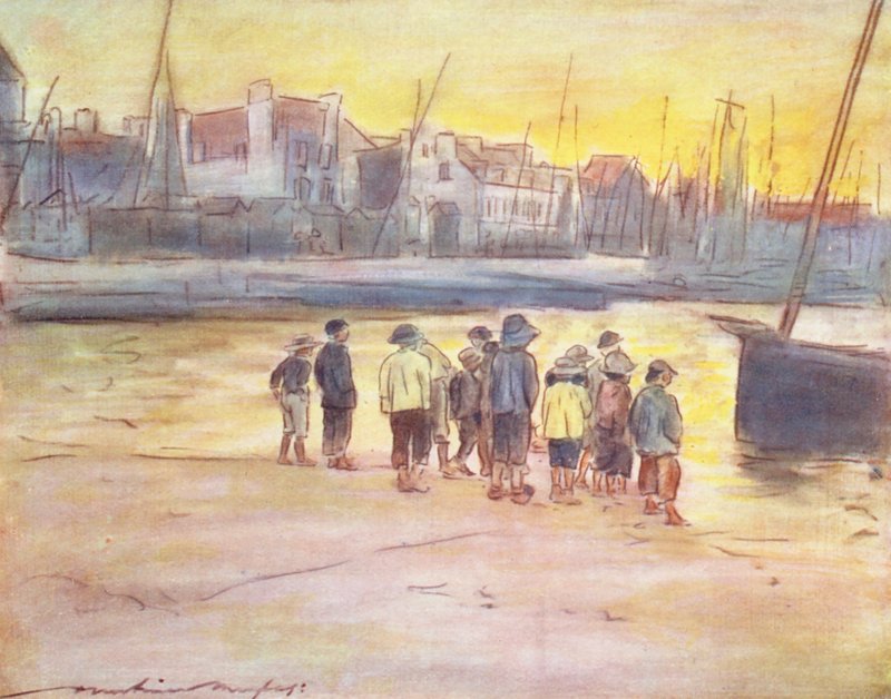 A világ gyermekei: Concarneau-ban (színes litográfia) alkotó: Mortimer Ludington Menpes