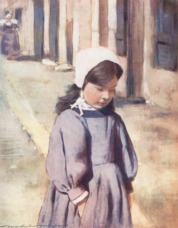 A világ gyermekei: Breton, Nagyi szeme alatt (színes litográfia) alkotó: Mortimer Ludington Menpes