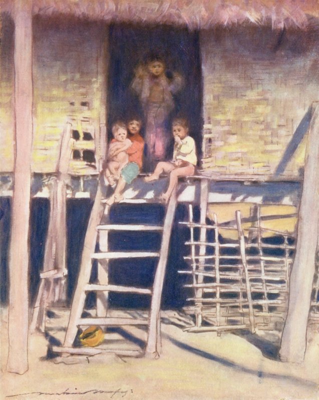 A világ gyermekei: Burmaiak, A lépcsőfokok (színes litográfia) alkotó: Mortimer Ludington Menpes