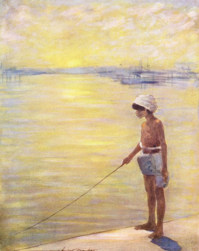 A világ gyermekei: Cingalese, halászat (színes litográfia) alkotó: Mortimer Ludington Menpes