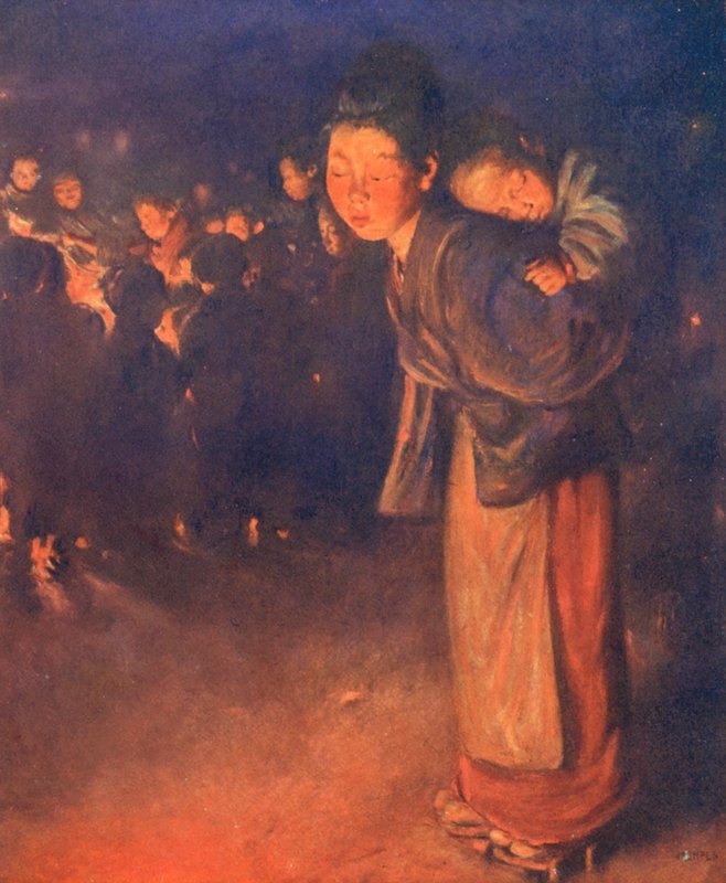 A világ gyermekei: Reflexions (színes litográfia) alkotó: Mortimer Ludington Menpes