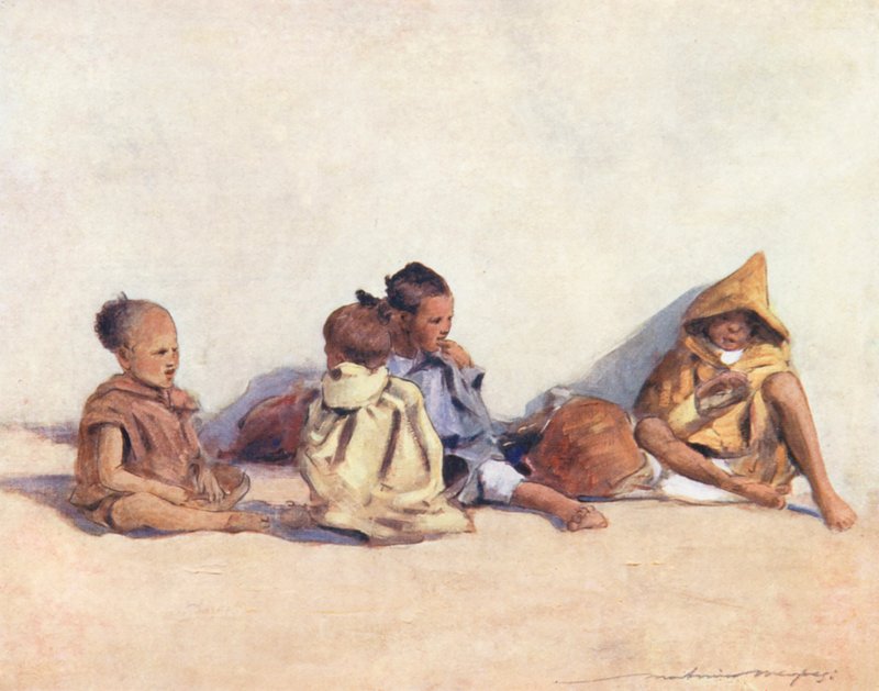 A világ gyermekei: Mór, játékban (színes litográfia) alkotó: Mortimer Ludington Menpes