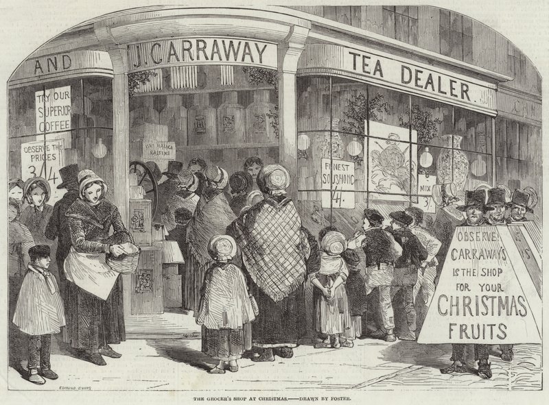 Az élelmiszerbolt karácsonykor alkotó: Myles Birket Foster