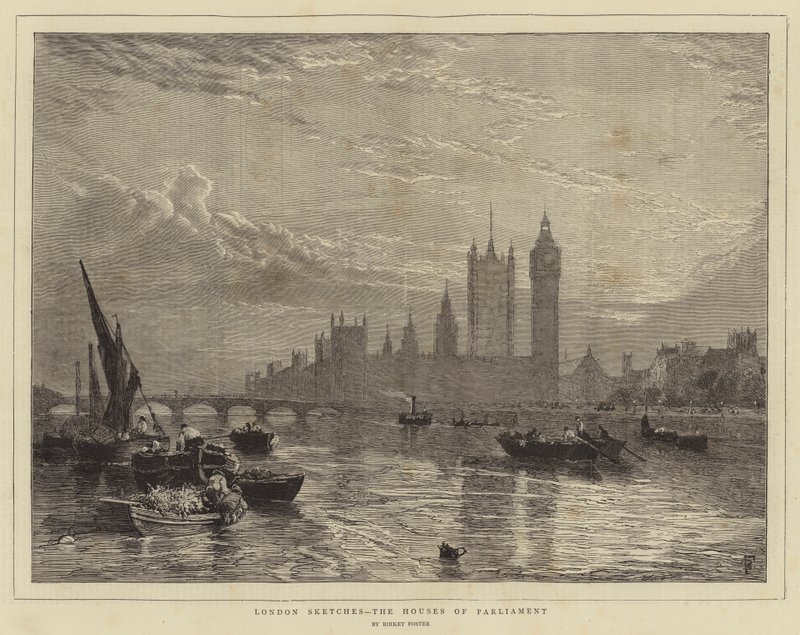 London Sketches, a Parlament háza alkotó: Myles Birket Foster